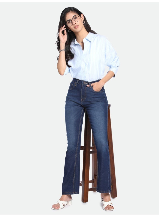 Indigo Boot Cut Jeans for Women - Stretch Cotton Blend