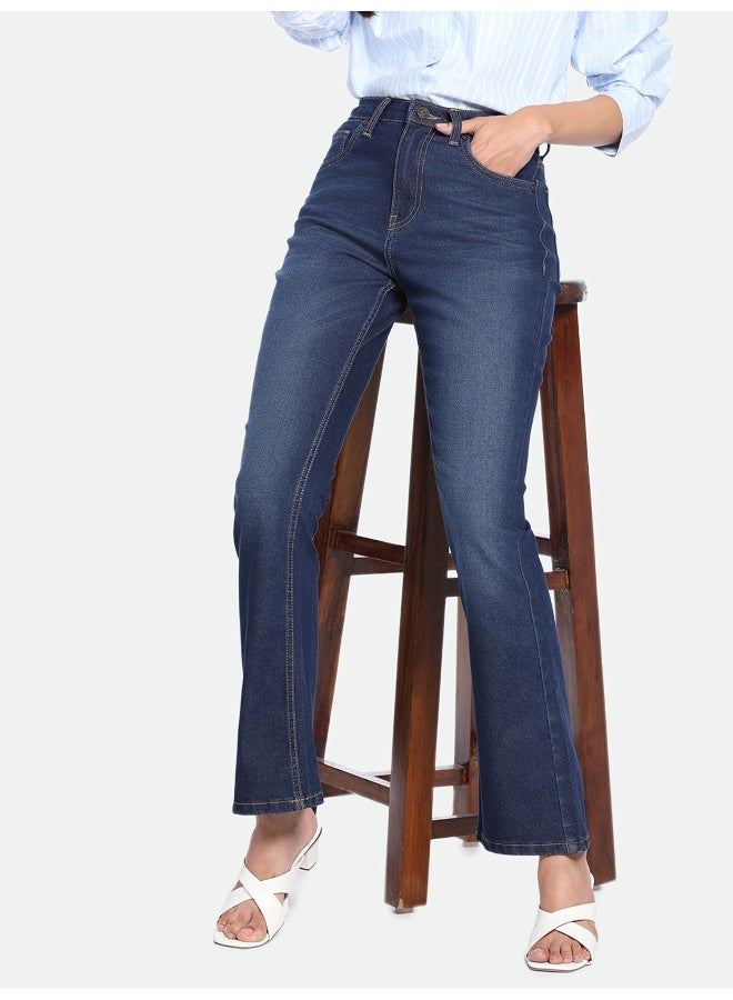 Indigo Boot Cut Jeans for Women - Stretch Cotton Blend