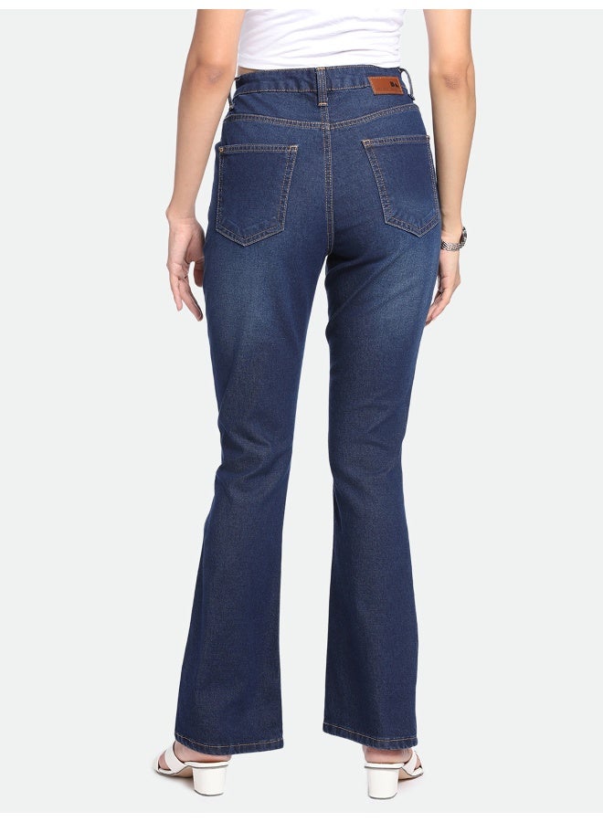 Indigo Boot Cut Jeans for Women - Stretch Cotton Blend