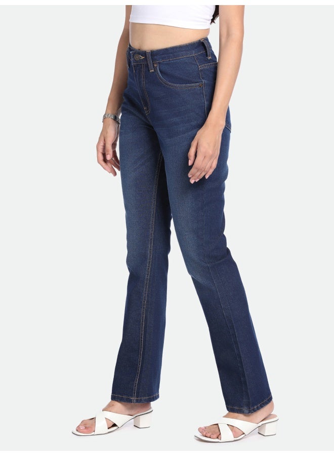 Indigo Boot Cut Jeans for Women - Stretch Cotton Blend