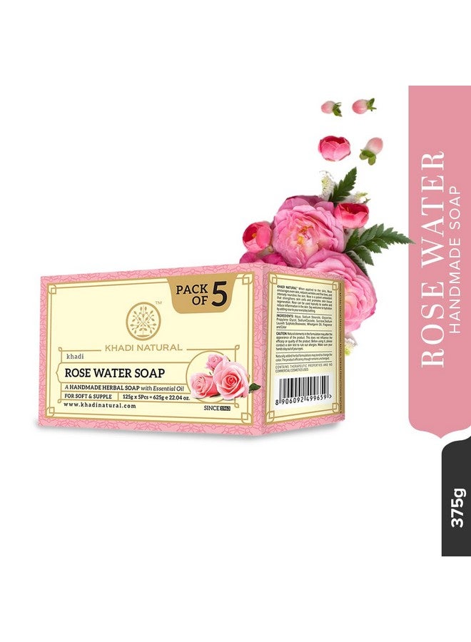 Ayurvedic Rosewater Handmade Soap| Hyderated & Nourishes Skin| (Pack Of 5) (5X125 G) (625 G)