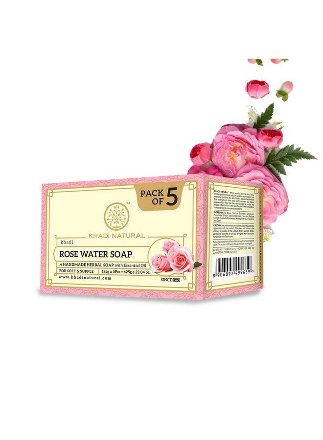 Ayurvedic Rosewater Handmade Soap| Hyderated & Nourishes Skin| (Pack Of 5) (5X125 G) (625 G)