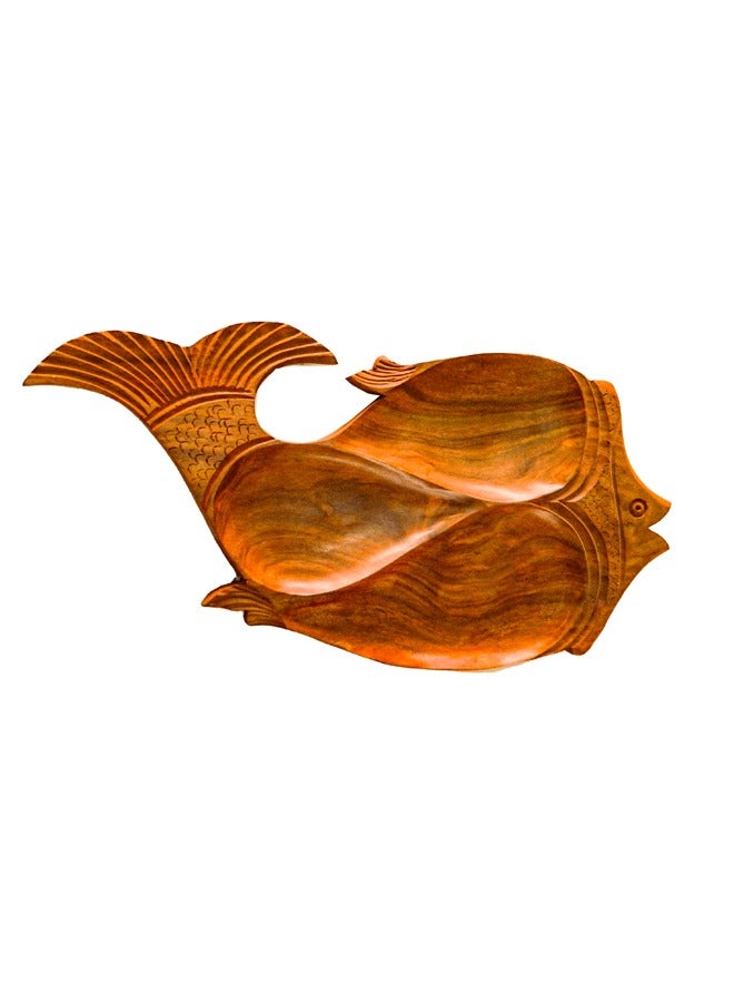 Wooden Handcrafted Decorative Serving Tray Fish Shape for Serving Snacks Fruits