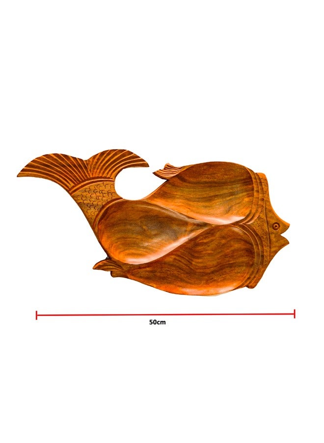 Wooden Handcrafted Decorative Serving Tray Fish Shape for Serving Snacks Fruits