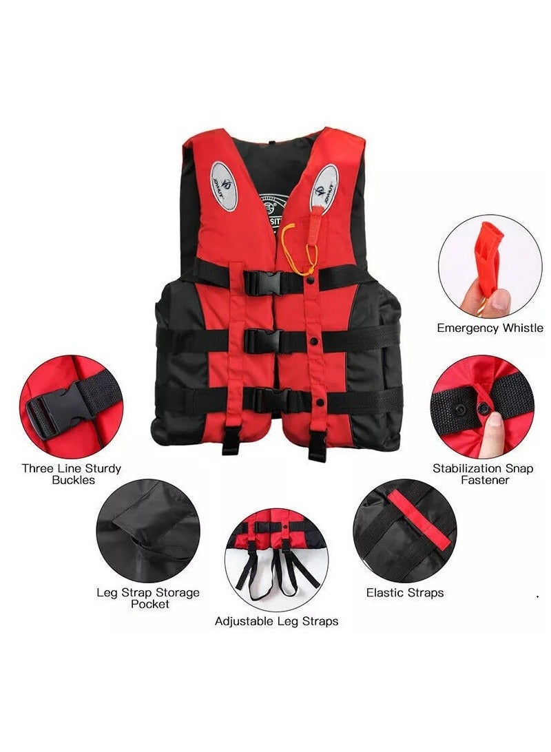 Life Jacket Safety Vests Water Suit Kayak Boating Swimming Surfing Drifting Gear Size {L} .60 to 75 Kg (red)