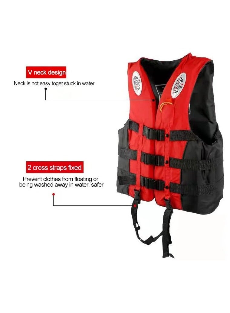 Life Jacket Safety Vests Water Suit Kayak Boating Swimming Surfing Drifting Gear Size {L} .60 to 75 Kg (red)
