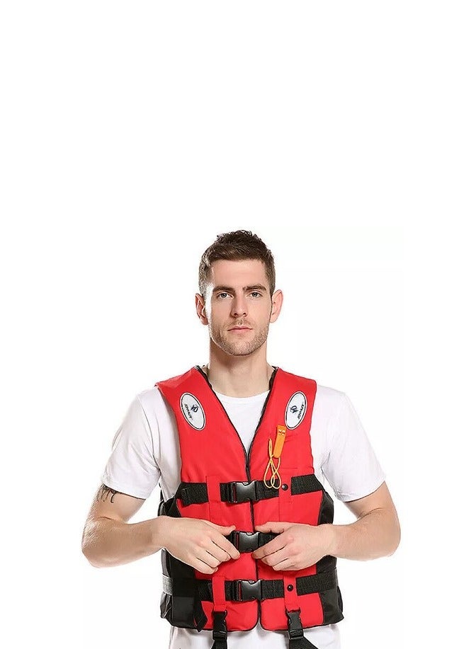 Life Jacket Safety Vests Water Suit Kayak Boating Swimming Surfing Drifting Gear Size {L} .60 to 75 Kg (red)