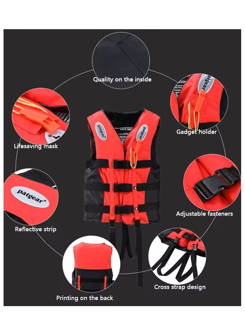 Life Jacket Safety Vests Water Suit Kayak Boating Swimming Surfing Drifting Gear Size {L} .60 to 75 Kg (red)