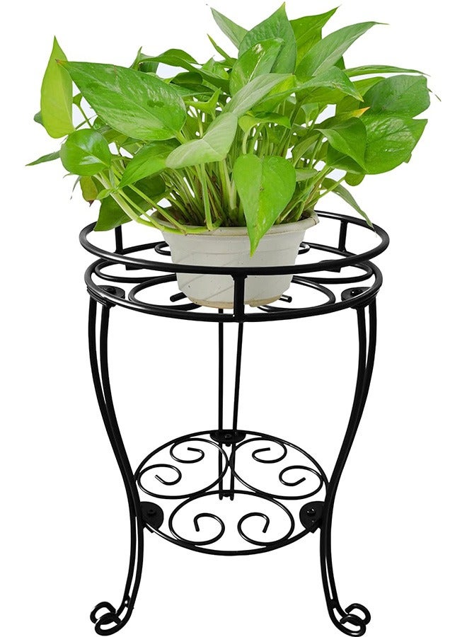 48CM Tall Plant Stand, 2-Tier Rustproof Flowers Pots Holder, Sturdy Metal Planter Rack for Outdoor Corner Garden Patio Balcony Potted Decorative Display