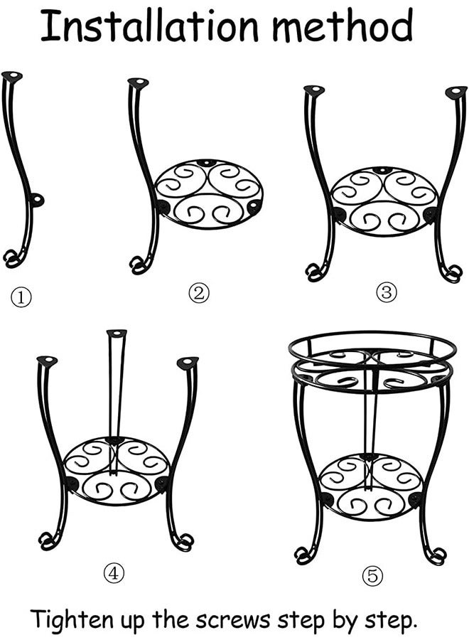 48CM Tall Plant Stand, 2-Tier Rustproof Flowers Pots Holder, Sturdy Metal Planter Rack for Outdoor Corner Garden Patio Balcony Potted Decorative Display