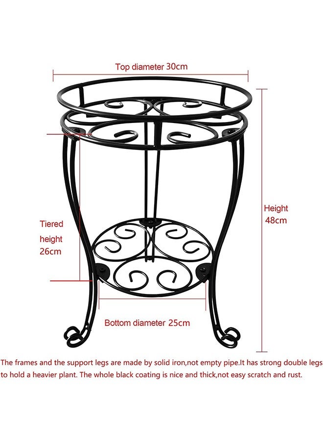 48CM Tall Plant Stand, 2-Tier Rustproof Flowers Pots Holder, Sturdy Metal Planter Rack for Outdoor Corner Garden Patio Balcony Potted Decorative Display