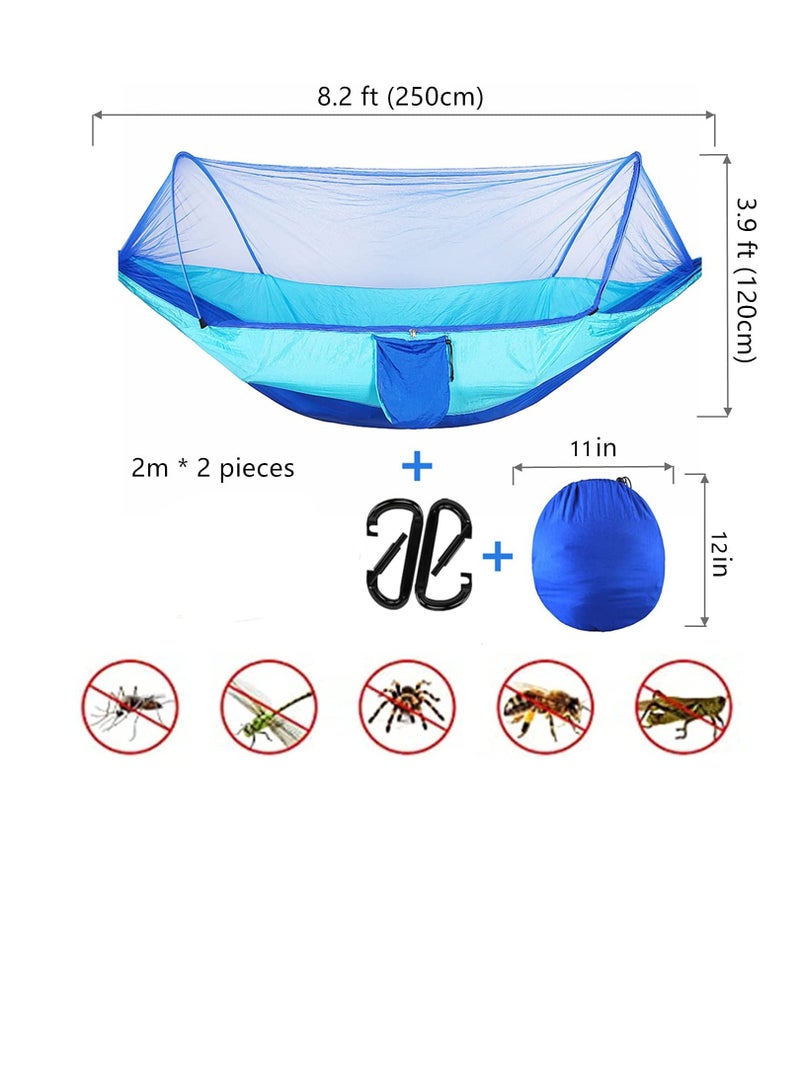 Lightweight Camping Hammock with Mosquito Net for Outdoor Adventures, Easy Setup Tree Straps Included, Perfect for Backpacking and Hiking, Blue Color