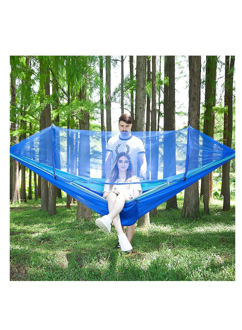 Lightweight Camping Hammock with Mosquito Net for Outdoor Adventures, Easy Setup Tree Straps Included, Perfect for Backpacking and Hiking, Blue Color