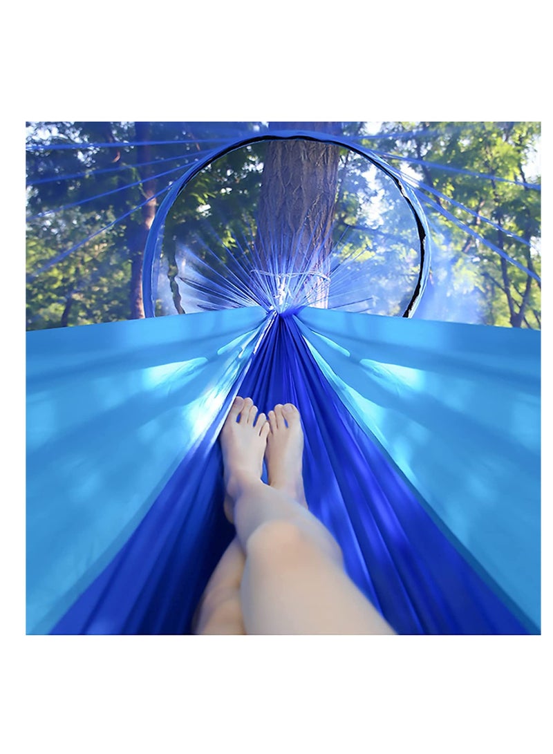 Lightweight Camping Hammock with Mosquito Net for Outdoor Adventures, Easy Setup Tree Straps Included, Perfect for Backpacking and Hiking, Blue Color