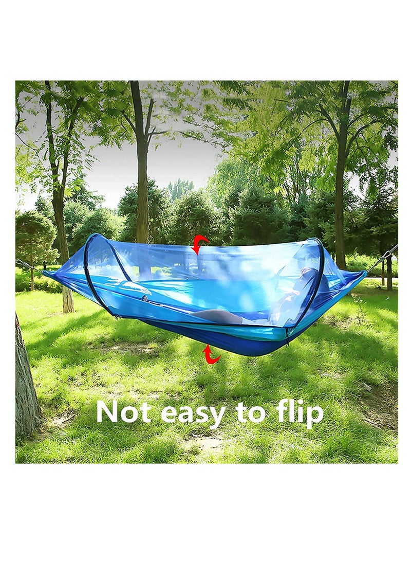 Lightweight Camping Hammock with Mosquito Net for Outdoor Adventures, Easy Setup Tree Straps Included, Perfect for Backpacking and Hiking, Blue Color