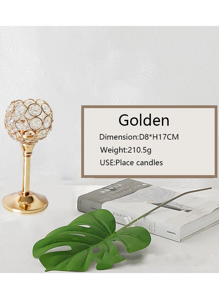 3-piece Golden Crystal Candlestick Set Home Candlelight Dinner Candlestick Decoration