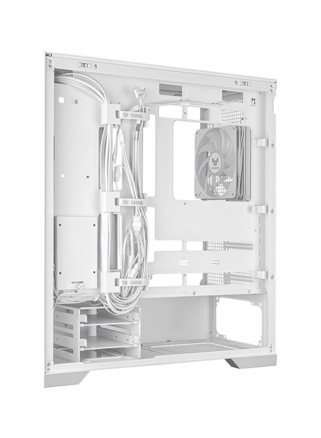 TUF Gaming GT302 aRGB Mid Tower Computer Case, 4x Pre-Installed Fan 140mm aRGB Fans, Up to 360mm Radiator & 7x Fan Support, 1x 3.5mm, 2x USB-A, & 1x USB-C I/O, White | 90DC00I3-B19000