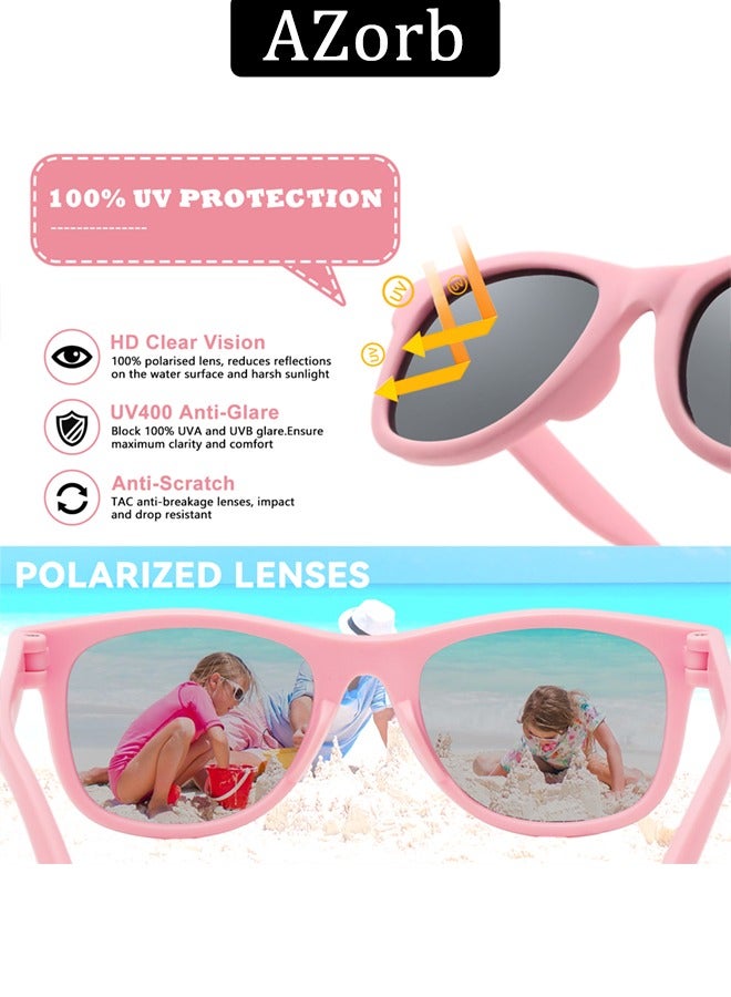 Baby Sunglasses with Adjustable Strap Polarized Sun Glasses Bendable Flexible Newborn UV Protection for Kids Toddler Infant Boys Girls Age 0-3 Black