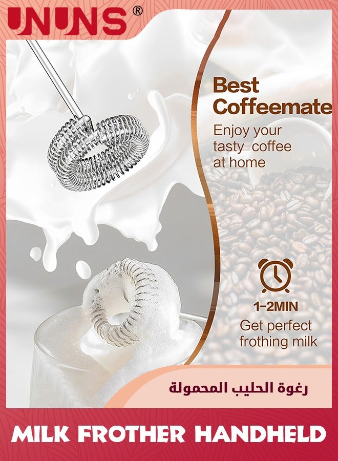 Milk Frother,Rechargeable Handheld Electric Whisk Coffee Frother Mixer With 2 Stainless Whisks,3 Speed Adjustable Foam Maker Blender for Coffee Matcha Latte Cappuccino Hot Chocolate,Blue Pink