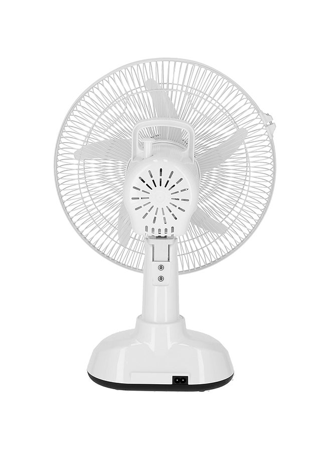 12 Inch Rechargeable Oscillating Fan With LED Night Light, Powerful Motor, 3 Speed, 6 Hours Continuous Working KNF6065 White