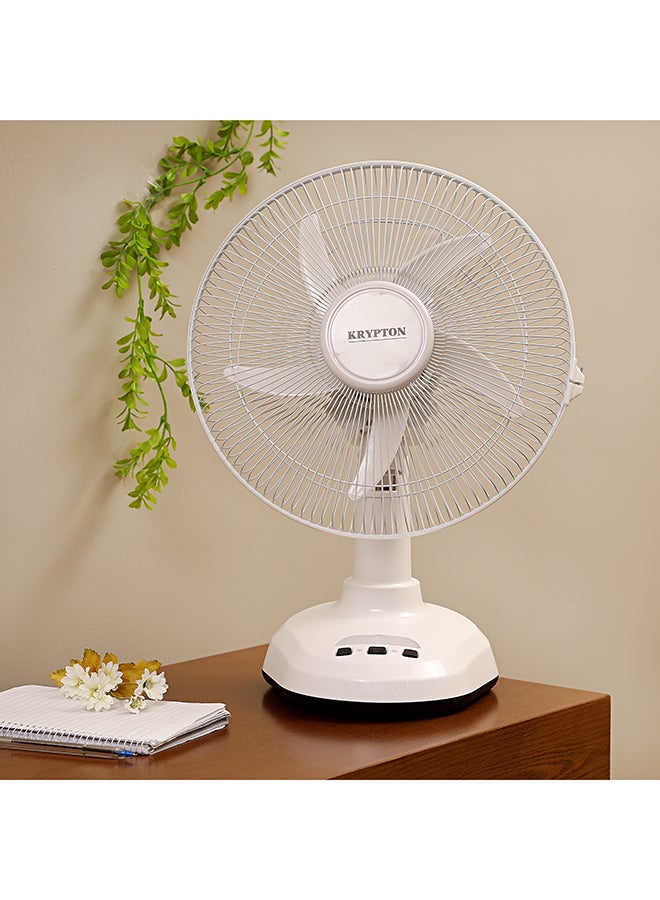 12 Inch Rechargeable Oscillating Fan With LED Night Light, Powerful Motor, 3 Speed, 6 Hours Continuous Working KNF6065 White