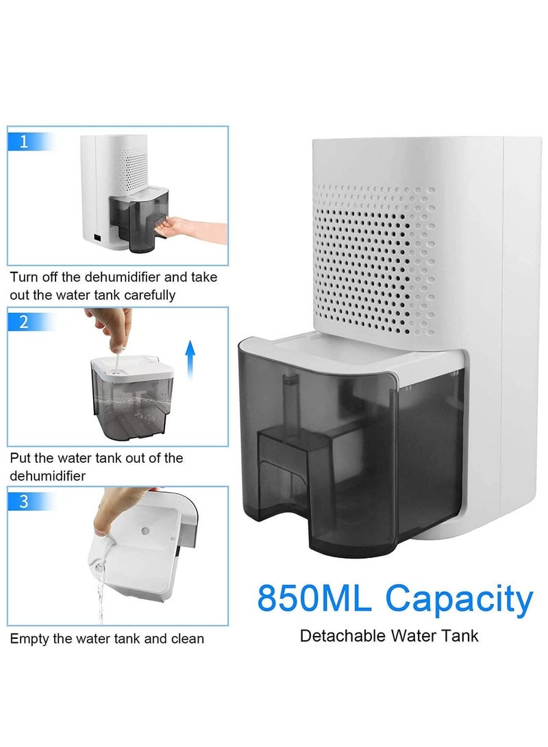 Dehumidifier Portable Electric Dehumidifier Small Quiet Dehumidifier Suitable for Bedroom Bathroom Wardrobe Basement Office 850ml