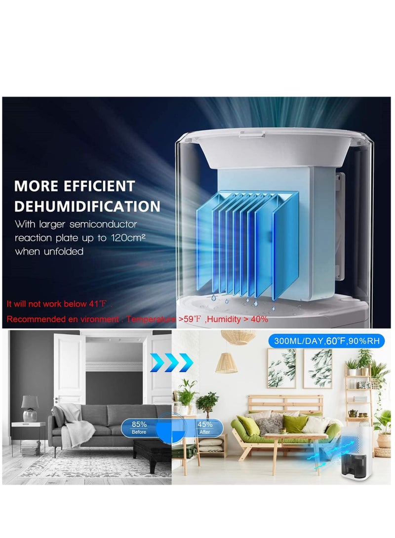 Dehumidifier Portable Electric Dehumidifier Small Quiet Dehumidifier Suitable for Bedroom Bathroom Wardrobe Basement Office 850ml