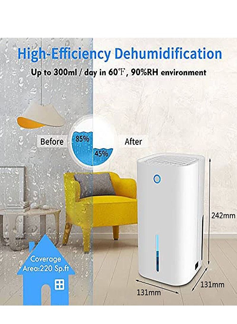 Dehumidifier Portable Electric Dehumidifier Small Quiet Dehumidifier Suitable for Bedroom Bathroom Wardrobe Basement Office 850ml