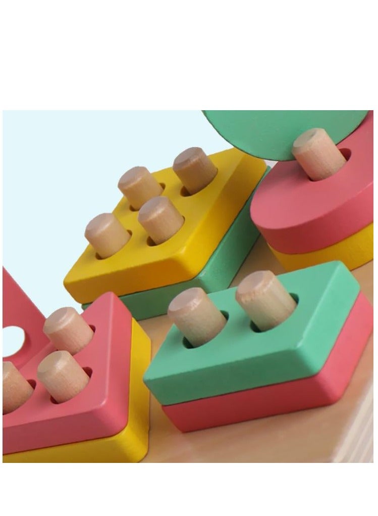 Wooden Children's Tapping Table, Montessori Early Education Five In One Toy Teaching Tool