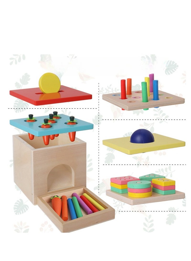 Wooden Children's Tapping Table, Montessori Early Education Five In One Toy Teaching Tool