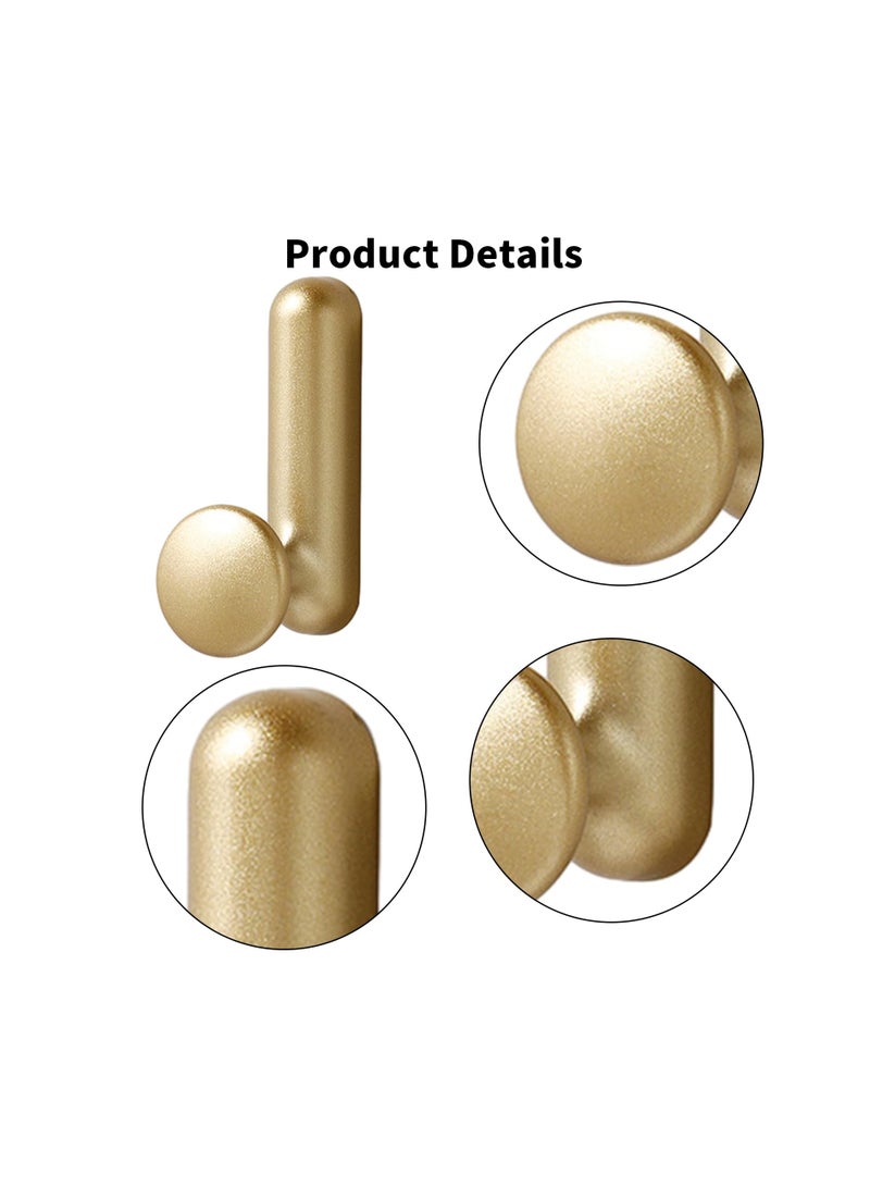 Circular Single Hook, 4 Pcs Aluminium Alloy Hook, Screws Chrome Wall Mounted Hooks for Hanging Hat Tie Clothes Towel, Metal Retro Cloth Hanger Bedroom Bathroom Kitchen with 2 Screws (Gold)
