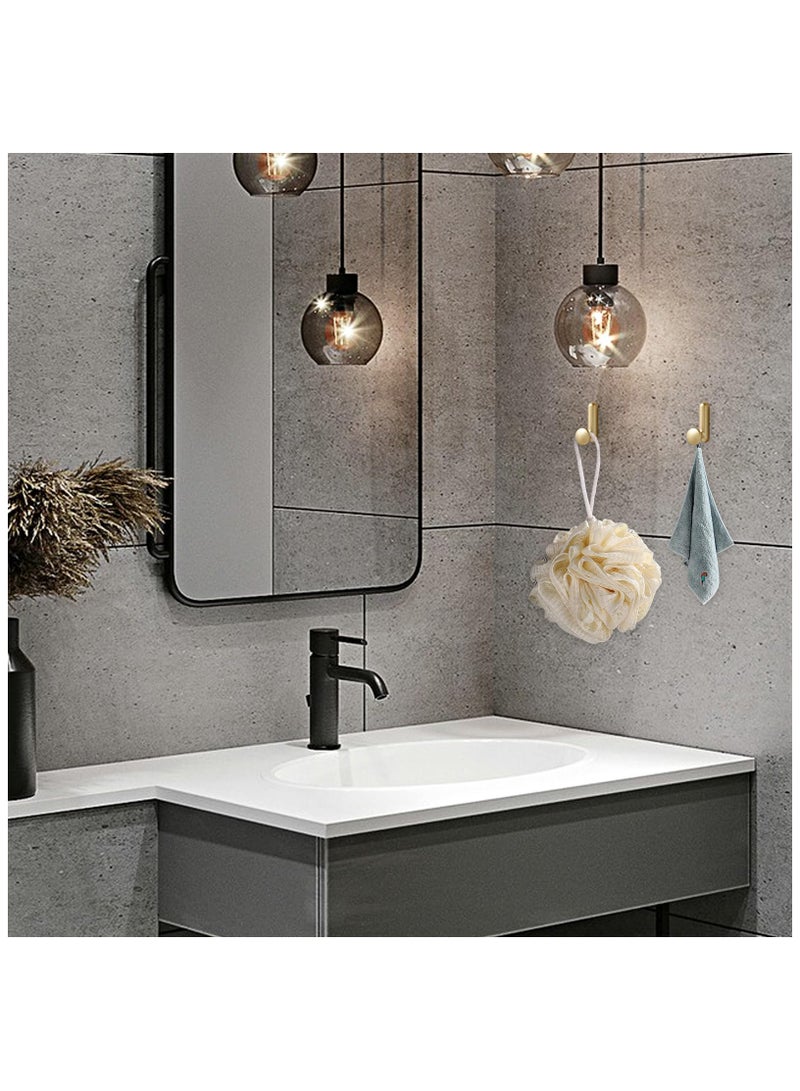 Circular Single Hook, 4 Pcs Aluminium Alloy Hook, Screws Chrome Wall Mounted Hooks for Hanging Hat Tie Clothes Towel, Metal Retro Cloth Hanger Bedroom Bathroom Kitchen with 2 Screws (Gold)