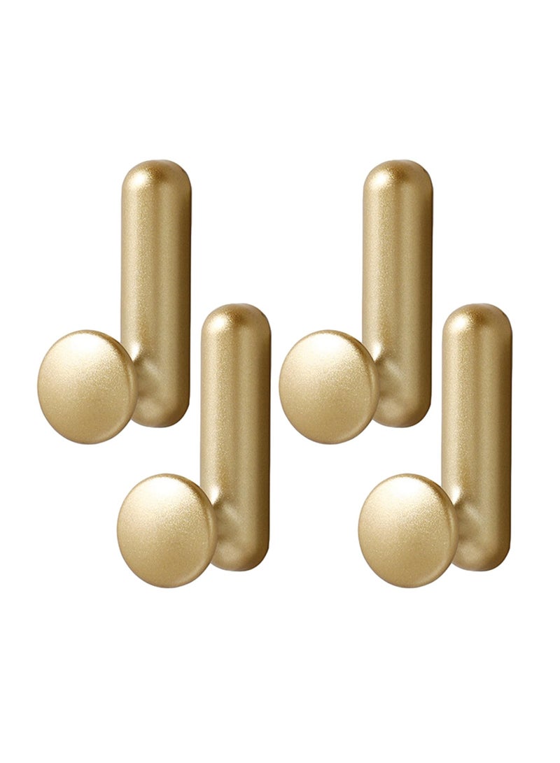 Circular Single Hook, 4 Pcs Aluminium Alloy Hook, Screws Chrome Wall Mounted Hooks for Hanging Hat Tie Clothes Towel, Metal Retro Cloth Hanger Bedroom Bathroom Kitchen with 2 Screws (Gold)
