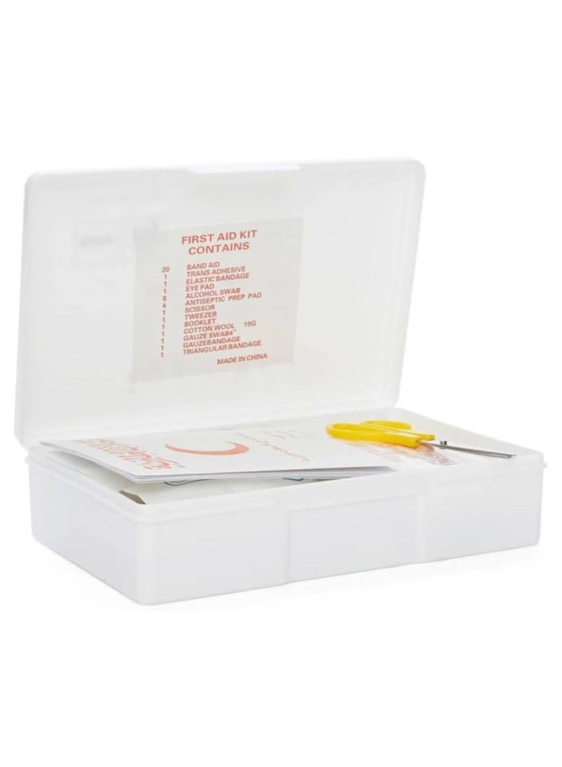 Portable Emergency First Aid Kit Set for Travel Home & Car,43-Piece - White 22 x 14 cm