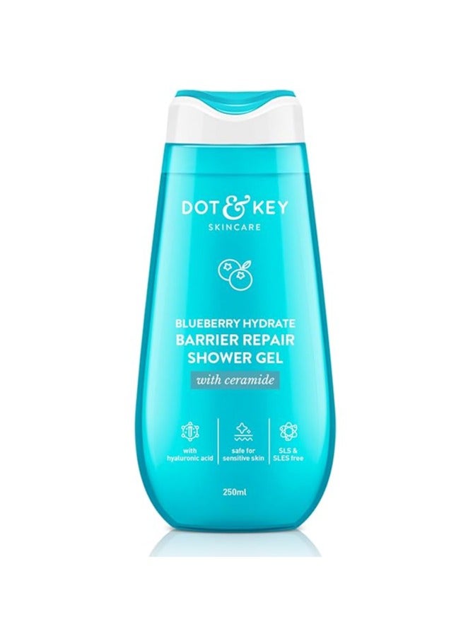 Dot & Key Blueberry Hydrate Barrier Repair Shower Gel | Sulphate Free & Non Drying | Body Wash For Sensitive, Dry & Normal Skin | 250ml