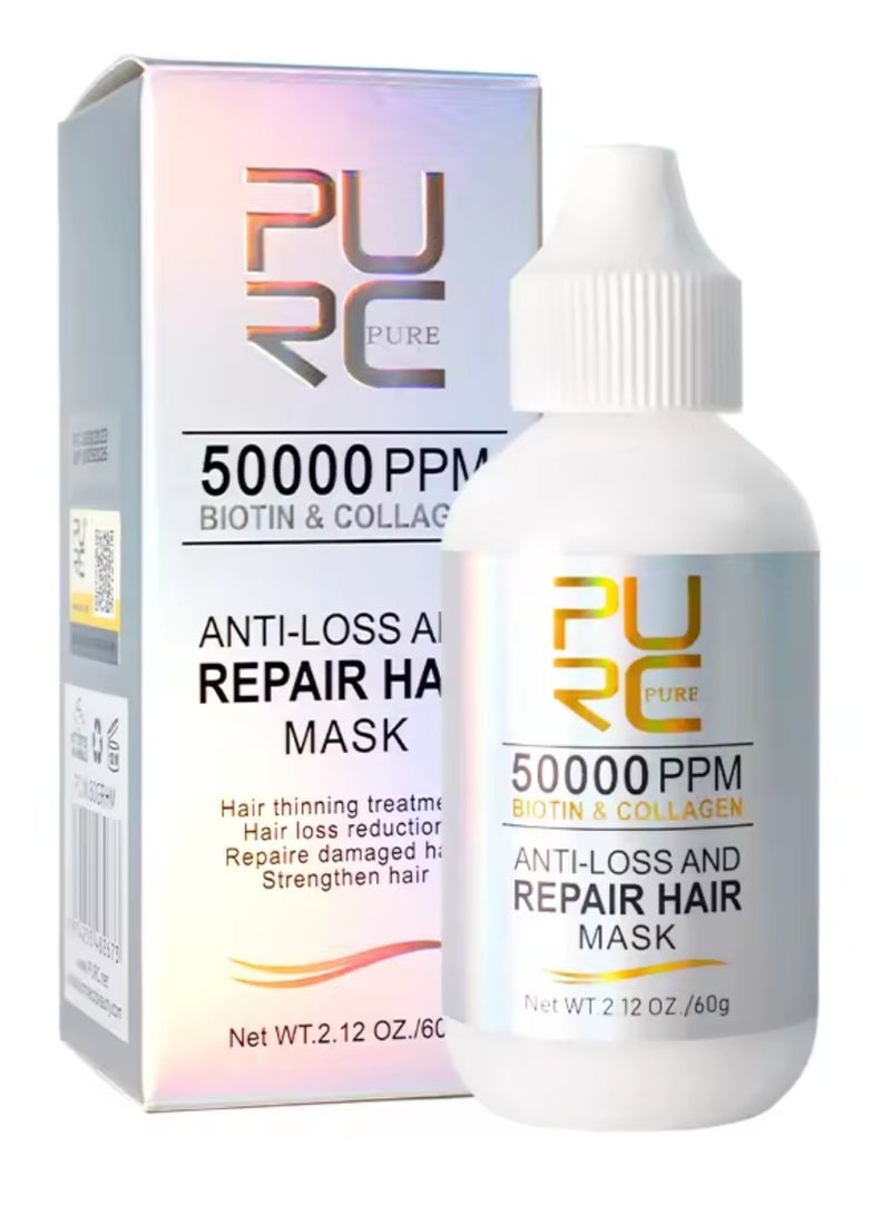 60g Anti Hair Loss and Hair Repair Mask 50000PPM Biotin and Collagen Hair Mask Hair Mask Treatment for Dry and Frizzy Hair Damaged Hair Strengthening and Hair Growth Hair Mask