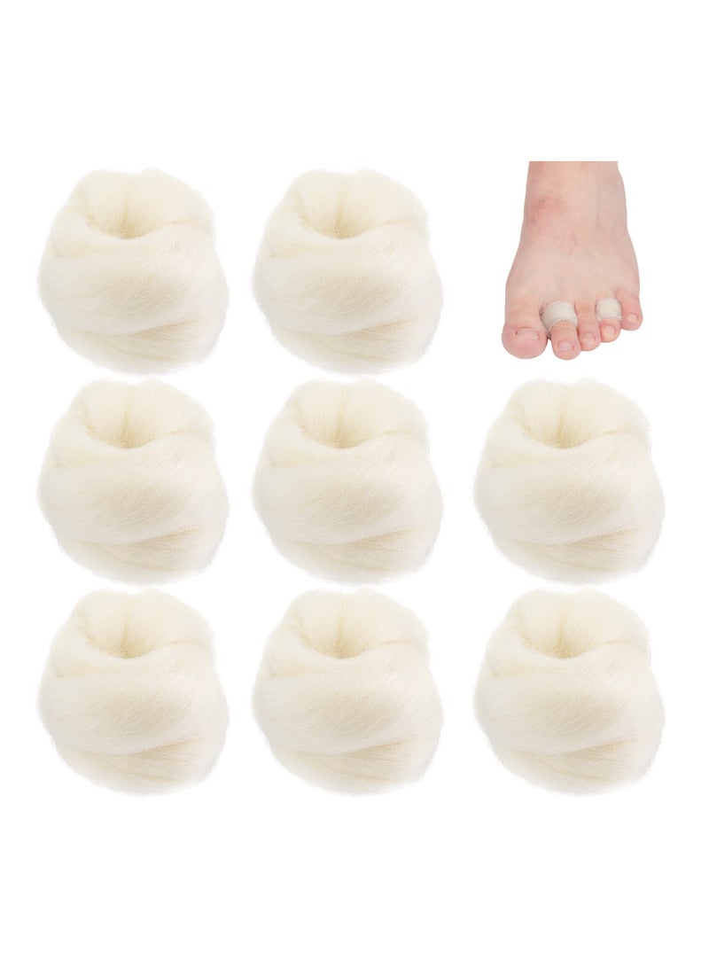 Lambs Wool Toe Separators for Soft Feet - Cushioned Corn Pads for Blister Prevention, Bunion Relief, Callus Removal, and Hammer Toe Comfort - 8 Pcs (3/8 oz)