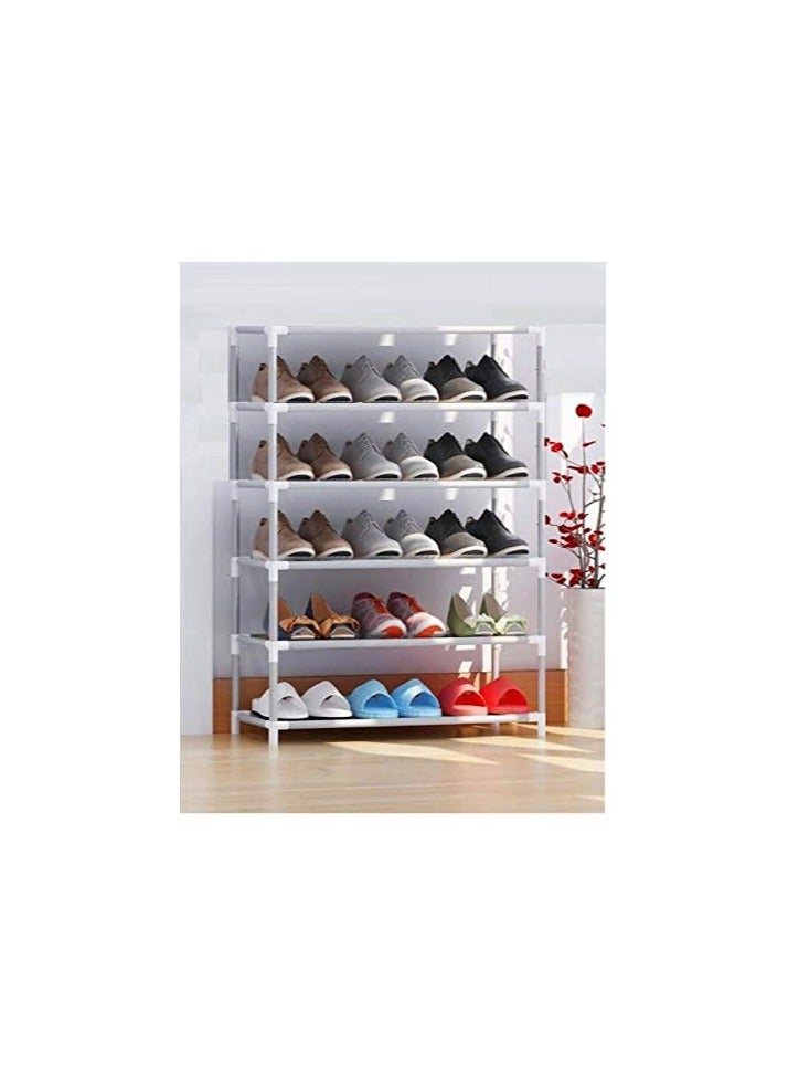 Metal Collapsible Shoe Rack With Printed Flower Fabric Design 5 Shelves Printed Flower