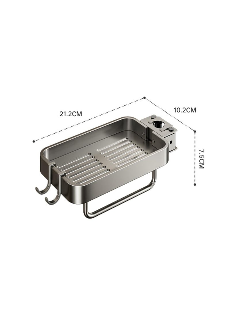 Kitchen Sink Faucet Organizer Upgrade Stainless Steel Faucet Rack Holder Dish Sponge Holder Over Faucet Kitchen Sink Caddy Organizer Hanging Faucet Drain Rack for Kitchen Bathroom (Gray)