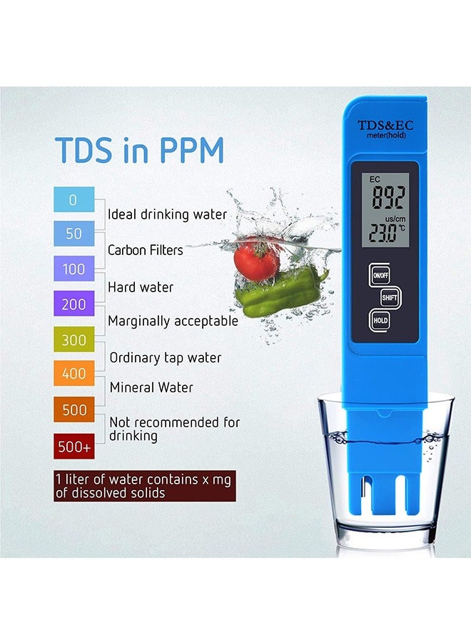 PH Meter & TDS Meter Combo, Upgraded Backlight PH TDS EC & Temperature 4-in-1 Water Quality Tester, High Accuracy Digital Water Tester for Household Drinking, Pool and Aquarium