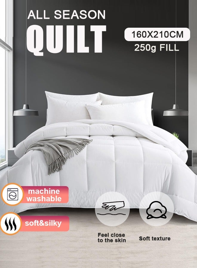 Comforter,All-Season Quilt,Soft Solid Duvet Microfiber White 160x210cm