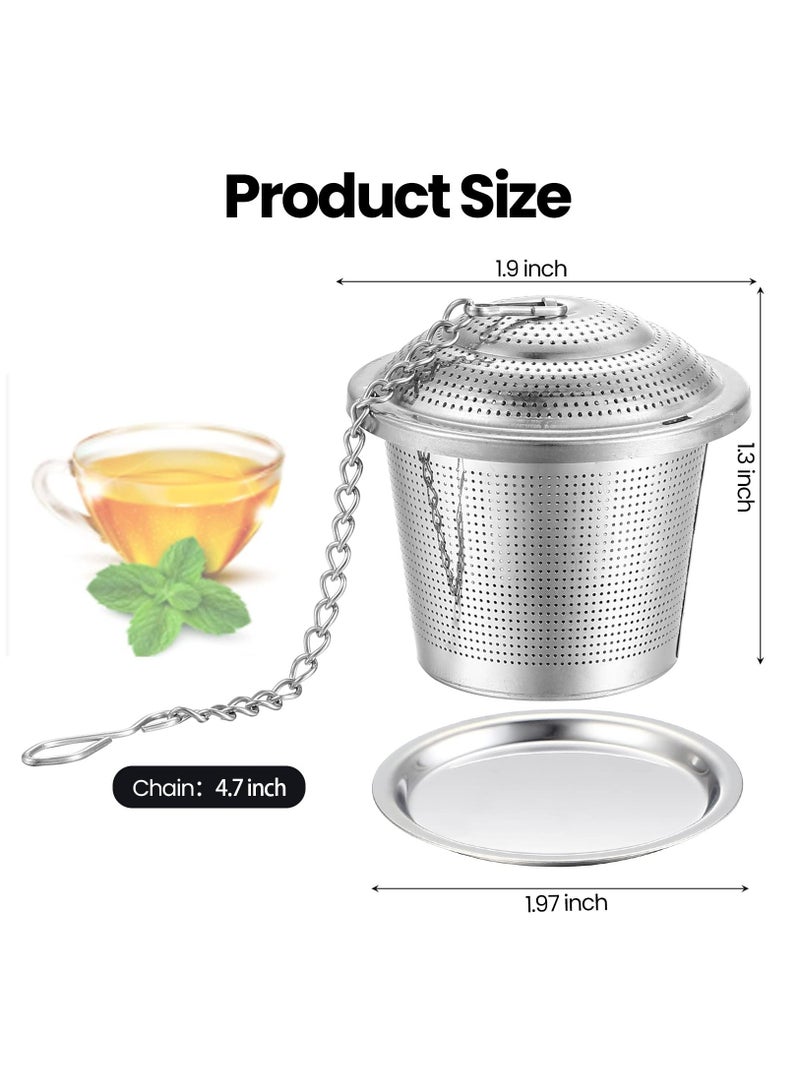 Stainless Steel Tea Infuser Set of 9 with Extended Chain and Saucer for Loose Leaf Brewing Ideal for Cups Mugs and Bottles