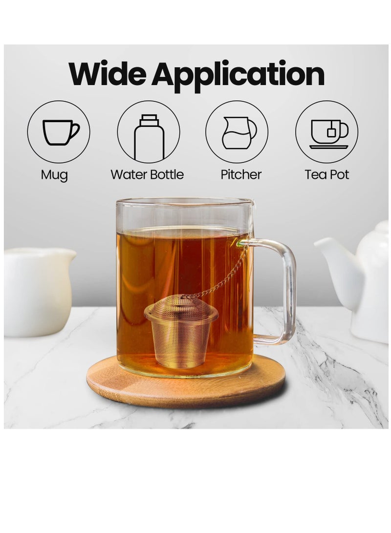Stainless Steel Tea Infuser Set of 9 with Extended Chain and Saucer for Loose Leaf Brewing Ideal for Cups Mugs and Bottles