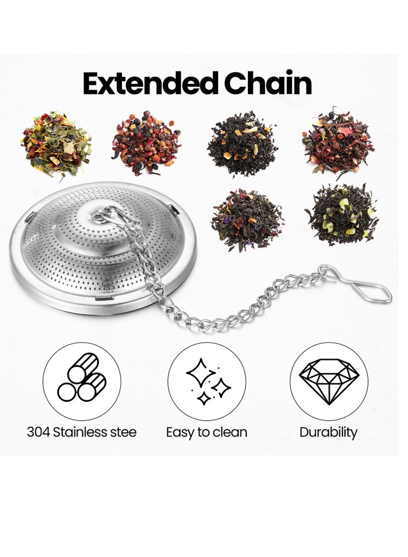 Stainless Steel Tea Infuser Set of 9 with Extended Chain and Saucer for Loose Leaf Brewing Ideal for Cups Mugs and Bottles
