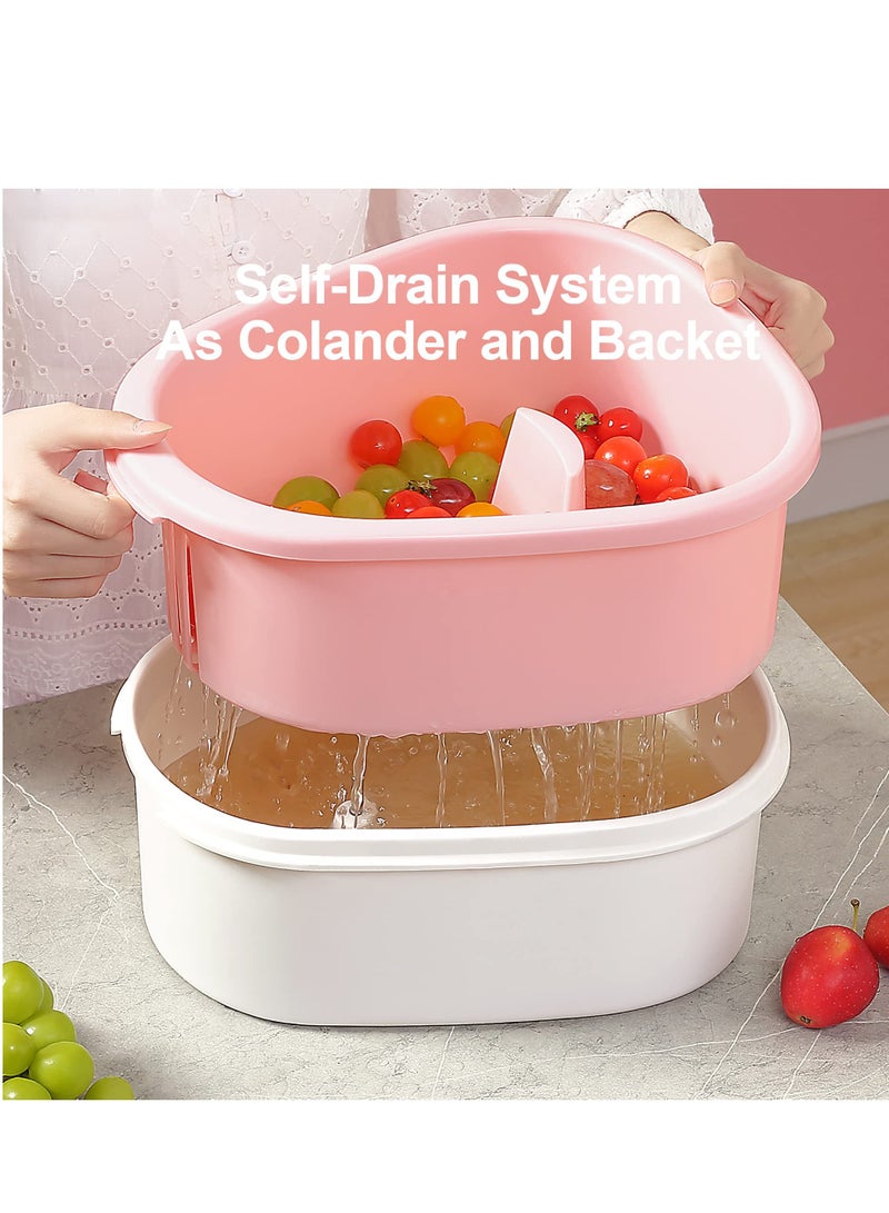 Fruit Washer Spinner with Brush, Large Fruit and Vegetable Cleaning Device, Efficient Fruit Cleaning Bowl, Multi-functional Fruit and Vegetable Scrubber, Easy-to-Use Fruit Cleaning Tool