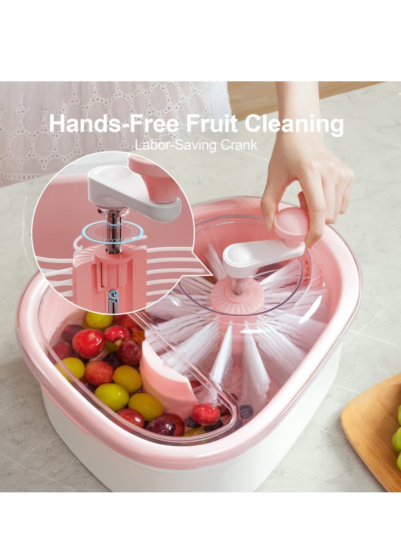 Fruit Washer Spinner with Brush, Large Fruit and Vegetable Cleaning Device, Efficient Fruit Cleaning Bowl, Multi-functional Fruit and Vegetable Scrubber, Easy-to-Use Fruit Cleaning Tool