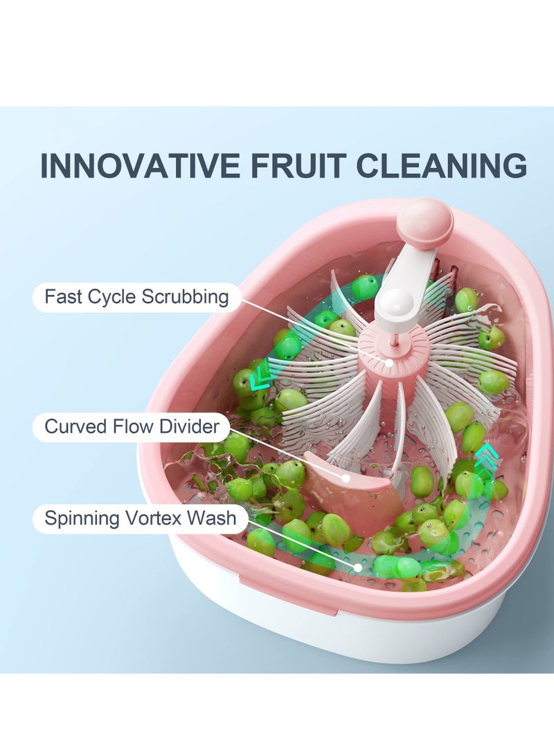 Fruit Washer Spinner with Brush, Large Fruit and Vegetable Cleaning Device, Efficient Fruit Cleaning Bowl, Multi-functional Fruit and Vegetable Scrubber, Easy-to-Use Fruit Cleaning Tool