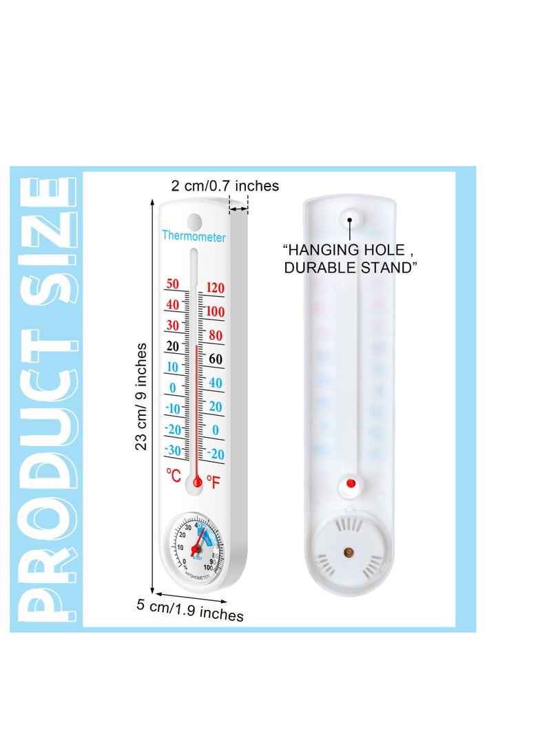 Vertical Outdoor Indoor Thermometer Hygrometer, Wireless Wall-Mounted Thermometer Humidity, with Fahrenheit Celsius, for Indoor, Greenhouse, Garden, Cellar, Closet, Fridge (6 Pcs)