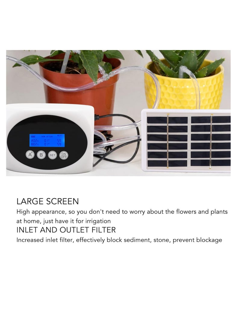 Automatic Drip Irrigation Kit Solar Automatic Watering Device Watering Device Garden Dual Pump Timed Irrigator Plant Watering Drip Kit Black 10m for 15 Pots 3W