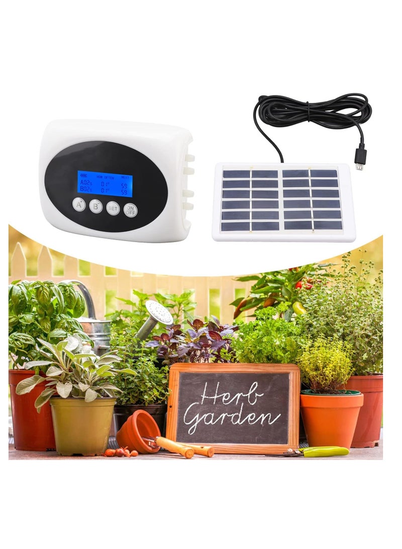 Automatic Drip Irrigation Kit Solar Automatic Watering Device Watering Device Garden Dual Pump Timed Irrigator Plant Watering Drip Kit Black 10m for 15 Pots 3W